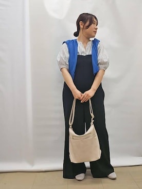 「DRESKIP（ドレスキップ）の【洗える】ひんやりさらっと 大人のシアーカーディガン（カーディガン/ボレロ、ブルー系）」を使った、kanaさん（レディース・157cm）の夏コーディネート