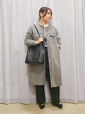 「SHOO・LA・RUE（シューラルー）の【洗える/体型カバー】デニム シャツワンピース（ワンピース、グレー系）」を使った、kanaさん（レディース・157cm）の春コーディネート
