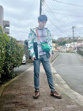 「春カラー」｜「アイテム（ナイロンジャケット）」を使った、kojiriさん（メンズ・174cm）の春コーディネート