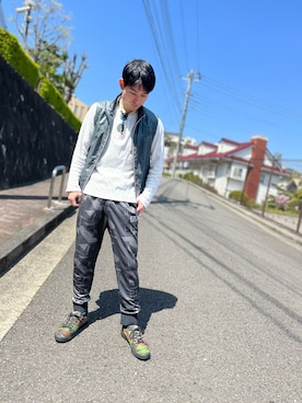 「Champion（チャンピオン）のアイテム（スニーカー）」を使った、kojiriさん（メンズ・174cm）の春コーディネート