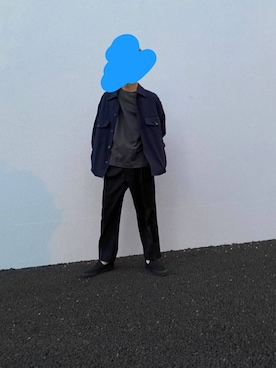「WYM」｜「アイテム（スリッポン）」を使った、blue and green  -05さん（メンズ・168cm）の冬コーディネート