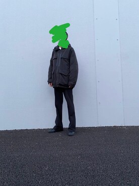 「UNIQLO（ユニクロ）のアイテム（ダウンジャケット/コート、ブラック系）」を使った、blue and green  -05さん（メンズ）の冬コーディネート
