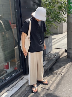 「UNIQLO（ユニクロ）のアイテム（帽子）」を使った、ayaさん（レディース・159cm）の春コーディネート