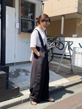 「select MOCA by son（セレクトモカバイソン）のアイテム（サロペット/オーバーオール）」を使った、ayaさん（レディース・159cm）の春コーディネート