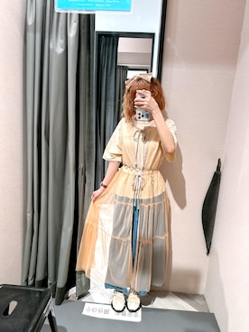 「アイテム（ジャンパースカート）」を使った、yameiiiさん（レディース・155cm）の夏コーディネート