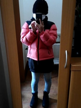 「アイテム（ダウンジャケット/コート、ピンク系）」を使った、ちこすけさん（レディース・150cm）の冬コーディネート