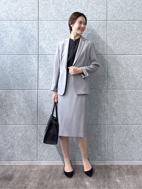 「アイテム（スーツスカート、グレー系）」を使った、kanaeさん（レディース・166cm）の冬コーディネート