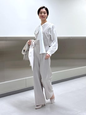「アイテム（サロペット/オーバーオール、ベージュ系）」を使った、kanaeさん（レディース・166cm）の春コーディネート