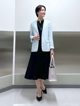 「アイテム（スーツジャケット、グリーン系）」を使った、kanaeさん（レディース・166cm）の冬コーディネート