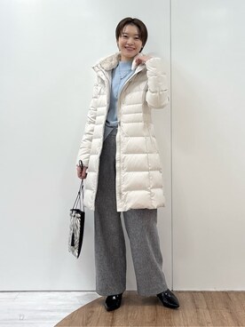 「INDIVI（インディヴィ）の【名品／撥水／抗菌防臭】ロング丈リサイクルダウンコート（ダウンジャケット/コート、ホワイト系）」を使った、kanaeさん（レディース・166cm）の冬コーディネート