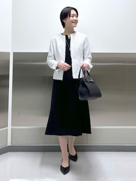 「アイテム（スーツジャケット、ホワイト系）」を使った、kanaeさん（レディース・166cm）の冬コーディネート