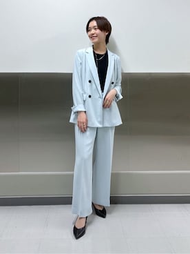 「アイテム（スーツジャケット、グリーン系）」を使った、kanaeさん（レディース・166cm）の冬コーディネート