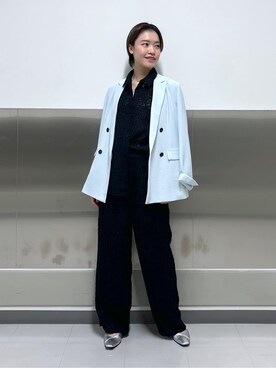 「アイテム（スーツジャケット、グリーン系）」を使った、kanaeさん（レディース・166cm）の冬コーディネート