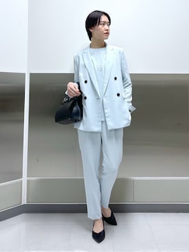 「アイテム（スーツジャケット、グリーン系）」を使った、kanaeさん（レディース・166cm）の冬コーディネート