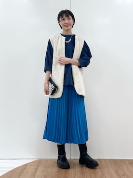 「ジレ」｜「アイテム（ブルゾン）」を使った、kanaeさん（レディース・166cm）の秋コーディネート