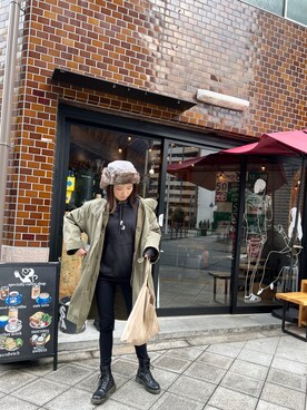 「GU（ジーユー）のアイテム（モッズコート）」を使った、もんちゃんさん（レディース・162cm）の冬コーディネート