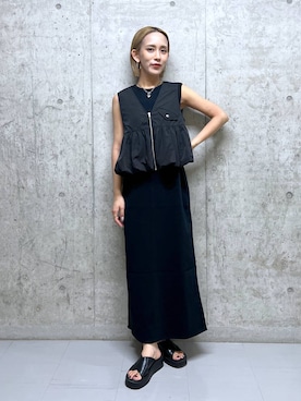 「アイテム（ベスト）」を使った、Uiさん（レディース・158cm・20代）の夏コーディネート