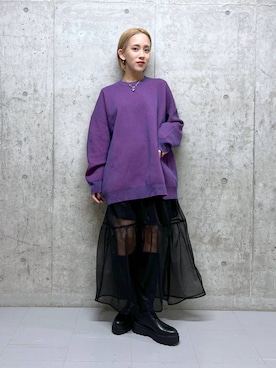 「アイテム（アクセサリー、グレー系）」を使った、Uiさん（レディース・158cm）の冬コーディネート