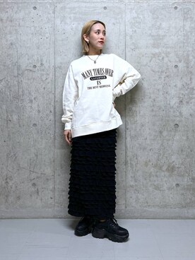 「アイテム（スウェット）」を使った、Uiさん（レディース・158cm・20代）の春コーディネート