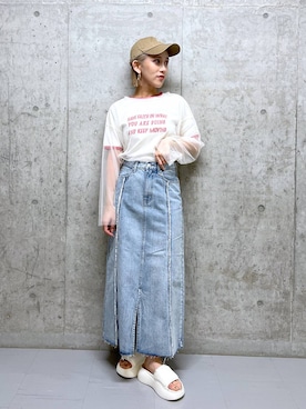 「アイテム（キャップ）」を使った、Uiさん（レディース・158cm・20代）の春コーディネート