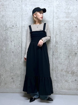 「アイテム（キャップ）」を使った、Uiさん（レディース・158cm・20代）の春コーディネート