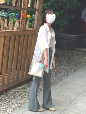 「アイテム（ローファー、グリーン系）」を使った、まるぴさん（レディース・154cm）の夏コーディネート