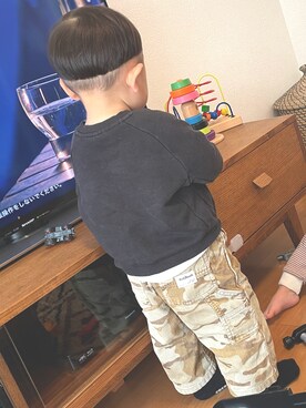 「OSHKOSH（オシュコシュ）のアイテム（パンツ）」を使った、kankanさん（キッズ・80cm）の冬コーディネート