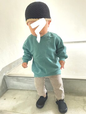 「ZARA KIDS」｜「アイテム（スリッポン）」を使った、kankanさん（キッズ・80cm）の春コーディネート