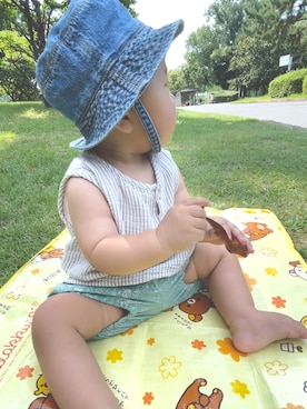 「babyGAP（babyGAP）のアイテム（帽子）」を使った、kankanさん（キッズ・80cm）の夏コーディネート