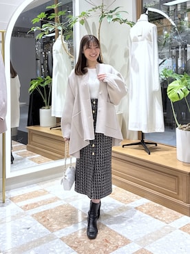 「アイテム（ノーカラーコート）」を使った、mamiさん（レディース・161cm）の冬コーディネート