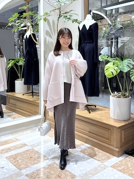 「アイテム（ノーカラーコート）」を使った、mamiさん（レディース・161cm）の冬コーディネート