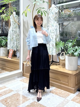 「La boutique BonBon（ラブティックボンボン）の【ヘビロテアイテム】シアークロップドシャツ/アソート（シャツ/ブラウス、ブルー系）」を使った、mamiさん（レディース・161cm）の春コーディネート