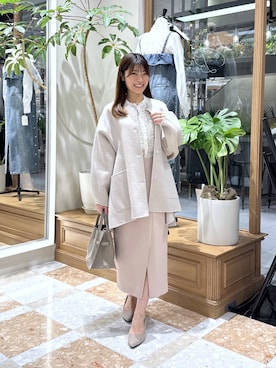 「アイテム（ノーカラーコート）」を使った、mamiさん（レディース・161cm）の秋コーディネート