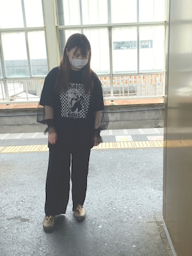 「ロングヘア」｜「アイテム（スリッポン）」を使った、えぴさん（レディース・157cm）の夏コーディネート