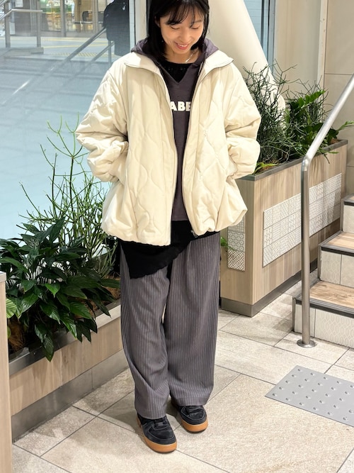 軽量/春まで使える】切り替えキルティングスタンドカラーバルーン