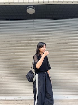 「巾着バッグ」｜「アイテム（スウェットパンツ）」を使った、tamaizmmmさん（レディース・165cm）の夏コーディネート
