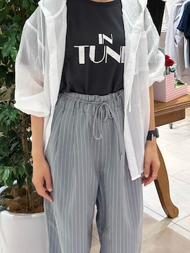 「CIAOPANIC TYPY（チャオパニックティピー）のかすれロゴプリントTee（Tシャツ/カットソー、グレー系）」を使った、tamaizmmmさん（レディース・165cm）の春コーディネート
