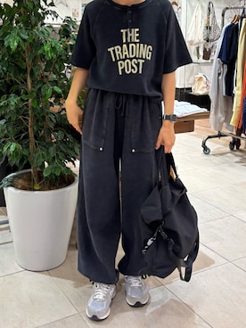 「CIAOPANIC TYPY（チャオパニックティピー）の【UNISEX】ピグメント加工ラグランワッフルヘンリーTEE（Tシャツ/カットソー、ブラック系）」を使った、tamaizmmmさん（レディース・165cm）の春コーディネート