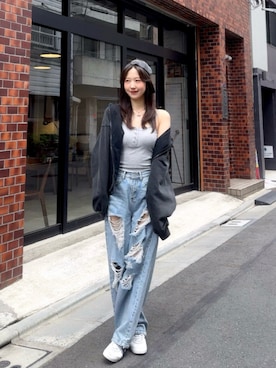 「BLACKUP（ブラックアップ）のアイテム（パンツ）」を使った、sasamin♡さん（レディース・171cm）の春コーディネート