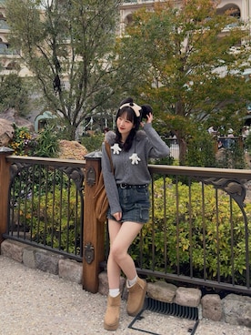 「アイテム（デニムスカート）」を使った、sasaminさん（レディース・170cm）の秋コーディネート