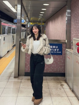 「アイテム（ブルゾン）」を使った、sasaminさん（レディース・170cm）の冬コーディネート