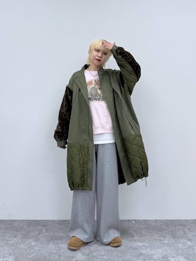 「niko and...（ニコアンド）のＷウエストニットイージーパンツ（その他パンツ、グレー系）」を使った、ちーちさん（レディース・165cm）の秋コーディネート