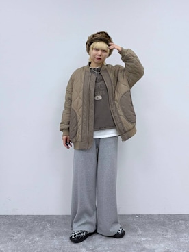 「niko and...（ニコアンド）のＷウエストニットイージーパンツ（その他パンツ、グレー系）」を使った、ちーちさん（レディース・165cm）の秋コーディネート