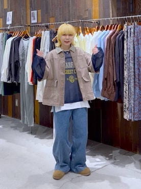 「niko and...（ニコアンド）のシアースラブワイドTシャツ（Tシャツ/カットソー、ホワイト系）」を使った、ちーちさん（レディース・165cm）の春コーディネート