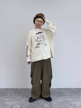 「niko and...（ニコアンド）のSOFTアウトタックパンツ（その他パンツ、グリーン系）」を使った、ちーちさん（レディース・165cm）の秋コーディネート