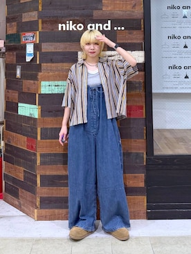 「アイテム（サロペット/オーバーオール）」を使った、ちーちさん（レディース・165cm）の夏コーディネート