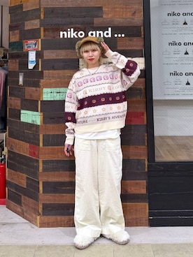 「niko and...（ニコアンド）のフェイクファー付きキャップ  / 抗菌防臭（キャップ、ブラウン系）」を使った、ちーちさん（レディース・165cm）の秋コーディネート