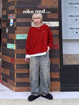 「POLO BCS（ポロ ビーシーエス）の【POLO British Country Spirit】レイヤーライクワッフル（Tシャツ/カットソー、ベージュ系）」を使った、ちーちさん（レディース・165cm）の秋コーディネート