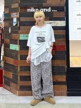 「niko and...（ニコアンド）の《抗菌消臭》スライドモカシンシューズ（モカシン/デッキシューズ、イエロー系）」を使った、ちーちさん（レディース・165cm）の夏コーディネート