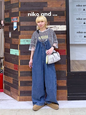 「アイテム（サロペット/オーバーオール）」を使った、ちーちさん（レディース・165cm）の夏コーディネート